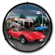 Retro Nostalgic 1974 Corvette Game Room Man Cave LED Lighted Wall Clock New