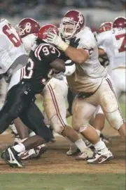 Offensive tackle Barry Giles Oklahoma Sooners grapples with defens- Old Photo