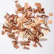 WUTA 100 Pcs Copper Rivets & Burrs, Leather Copper Rivet Fastener Solid Brass Rivets Studs Permanent Tack Fasteners for Leather Craft, Belts, Halters, Bridles (Copper, 10 x19mm)