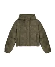 cropped triomphe down jacket in lightweight nylon FR38 KAKI
