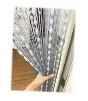 Door String Curtain Flat Silver Ribbon Thread with 78 x 39 in Grey-style2