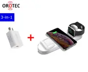 10W 3-in-1 Triple Wireless Fast Charger Pad (including for Apple Watch) White with Qualcomm Charger