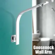Bath Square Stainless Steel Wall Mount Gooseneck Rainfall Head Shower Arm Chrome
