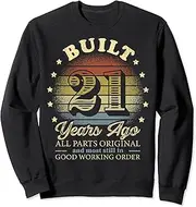 [X.Style] Built 21 Years Ago Funny 21st Birthday for Him or Her Sweatshirt ds942 Sweater (XL) Black