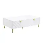 53 White Metal Coffee Table With Four Drawers