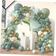 173Pcs Dusty Blue Green Balloon Garland Arch Kit, Haze Fog Blue Ash Mist Sage