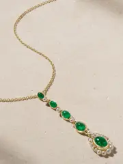 [Amrapali London] Amrapali London - Navratana 18-karat Gold, Emerald And Diamond Necklace - Green - One size One size Green