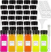 LDHHYH 36 Pack 60ml / 2oz Small Bulk Juice Bottle, Plastic Shot Bottles with Caps, Square Ginger Shots Bottles, Clear Empty Shot Bottles for Juice Milk Smoothie Drinking Tea