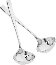 2pcs Spoons Soup Ladle Tiny Spoon Stainless Steel Saucier Stainless Steel Drizzle Spoon Ladle for Gravies Sauce Oil Scoops Gravy Ladle Stainless Steel Serving Gravy Ladle Silver Generic