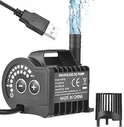 Submersible 5V Water Pump, 8 Levels Adjustable 0-600L/H Small Fountain Pump with 0-7.2ft Lift, 6.5ft USB Charging and Suction Cup Base, Mini Pump for Fish Tank, Pond, Aquarium, Pet Drinking BlackQR75L