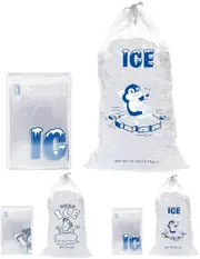 Qucyy 3Size Drawstring Ice Bags for Freezer, 10 Drawstring Ice Bag Clear, Drawstring