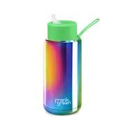 Ceramic Reusable Bottle - - 1L Chrome Rainbow - Neon Green - frank green