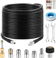 Balabulala Pressure Washer Sewer Jetter Kits,50Ft X1/4" Hydro Drain Jetter Cl...