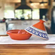 Handmade, Hand-painted Classic Blue Ceramic 10" Tagine Cooking Pot