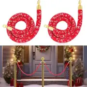 Snowman Red Velvet Stanchion Rope 5 Ft Crowd Control Barriers w/ Gold Hooks