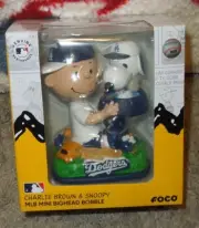 Charlie Brown & Snoopy World Series Dodgers Peanuts Dual Mini Bighead Bobblehead