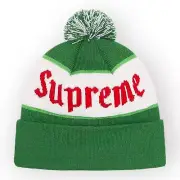 Supreme Alpine Beanie Green FW22 NEW Pompom Cuff Jacquard Knit Logo