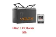 VoltX 12V 100Ah Lithium Battery + 50A DC to DC LiFePO4 Battery Charger Bluetooth
