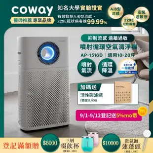 【Coway】10-20坪 二合一噴射循環清淨機 AP-1516D(完整兩年免購耗材)