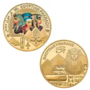 Egyptian pharaoh pyramid Craft Art Gold Commemorative Coin Collectible Gift #B