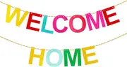 Amabro Welcome Home Banner, Sparkling Shiny Colorful Hanging Banner Welcome Banner Sign Welcome Back Decors for Home Decoration Weddings Christmas Housewarmings Family Theme Party Supplies