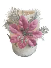 HAND CRAFTED Frosted Pickle Jar w/ LED Flameless Candle ~ 6"