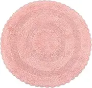 The Home Talk Ultra Soft Spa Cotton Crochet Round Bath Rugs or Mat Place in Front of Shower, Vanity, Bath Tub, Sink, and Toilet (24 inch Round, Blush Pink)