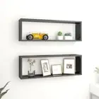 Floating Cube Shelf Set Of 2 High Gloss Modern Living Room Bedroom Wall Shelves