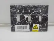 Marble Light Switch Faceplate Triple Toggle WallPlate 3 Gang Toggle 6.38X4.5 B&W
