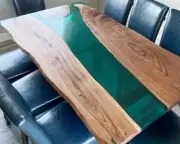 Epoxy Resin Dining Table, Epoxy Walnut Table, Live Edge Epoxy Resin Table Decors