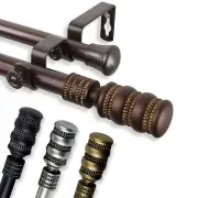 Macaroon 3/4” Adjustable Drapery Double Curtain Rod 28"-170" (4 sizes, 4 colors)