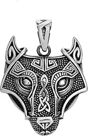 [Treasure Bay] TreasureBay 925 Sterling Silver Wolf Pendant and Chain, Mens Silver Necklace Pendant