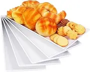 Moretoes 5pcs Melamine White Serving Trays for Party, Reusable Serving Dishes,14.5 x 6,Unbreakable Rectangle Plates, for Cookie, Appetizer, Charcuterie, Snack, Dessert, Food Display