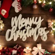 Merry Christmas Vintage Rustic Wooden Cutout Shelf or Table Decor