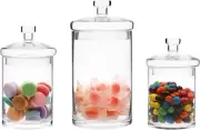 MyGift Set of 3 Clear Glass Kitchen & Bath Storage Canisters/ Jars with Lids