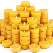 MOSROAD 48Pcs Beewax Tealight Candles Bulk, 100% Natural Handmade Beeswax Tea Lights - 4 Hour Burn Time -Honey Scent Smokeless- Clear Cup Pure Votive Decorative for Wedding,Home,Spa, (FLCL16PCS)