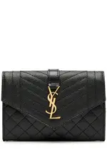 Saint Laurent Envelope Quilted Leather Wallet - Black ONE SIZE