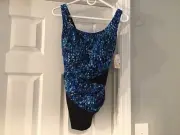 Womens One Piece Swimsuit Sz 16W Secretly Slender By St John’s Bay