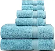 NGIRJKKLL Luxury Bath Towels Set (Pack of 3) | 1 Bath Towel, 1 Hand Towel & 1 Washcloth | 100% Combed Cotton (600 GSM) | Ultra-Soft & Absorbent | Quick-Drying & | Earth-Friendly(Aqua,6 Piece Set)