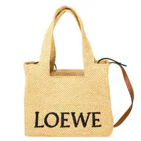 在飛比找蝦皮商城優惠-Loewe 酒椰纖維中號 Logo 字體手提包 自然色