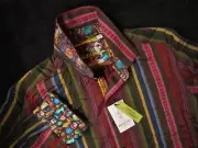 Robert Graham Lateran Multi-Color Dark Stripe Shirt MSRP $248 XL