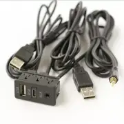 2 USB Port Panel Car Dash Flush Mount AUX Extension Cable Adapter Extender Cord (for: Honda)