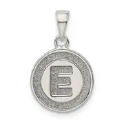 Sterling Silver Glitter Enamel Letter E Initial Circle Pendant