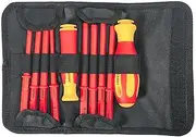 AIMALL 10-Piece VDE Insulated Electrician Screwdriver Set with Interchangeable Heads & Pouch - Chrome Vanadium Steel, 450V Certified