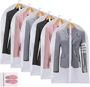[MsKitchen] Clear Garment Bags For Hanging Clothes, 36" Women Suit Bags, Plastic Garment Bags for Closet Storage, Suit Cover Bags with Zipper for Short Coats, Jackets, Shirts 24"x36"/ 6 Pack