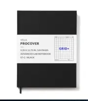 Vela Advanced Laboratory Notebook Expanded ProCover, Black 9.25 x 11.75 in GRID