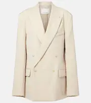 [The Frankie Shop] The Frankie Shop Newark double-breasted cotton blazer AU 12 beige