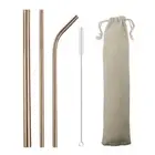 Reusable Drinking Straws Set Pink Green Metal Straw 304 Stainless Steel Bent Dri