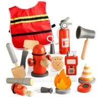 在飛比找momo購物網優惠-【KTOY】消防員扮家家酒木製玩具組(兒童玩具 扮家家酒玩具