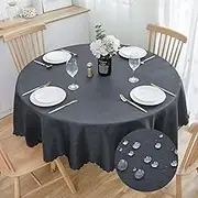 SPRICA Round Jacquard Tablecloth 200cm Water Resistance Heavy Weight Soft Table Cover Machine Washable, Dark Grey